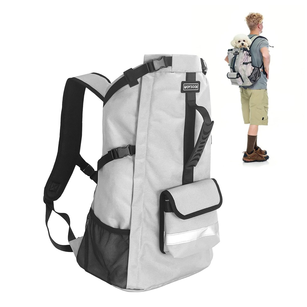 FOXFOCUS Dog Backpack Carrier Small Dogs Under‎ 24 lb Hiking Travel Grey